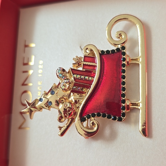 MONET SPARKLING HOLIDAY PIN WITH GIFT BOX - Picture 5 of 10